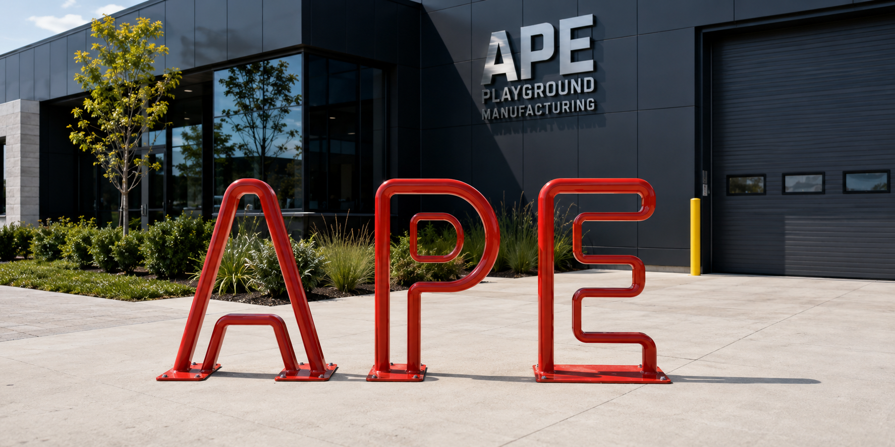 APE letter bike racks at office building