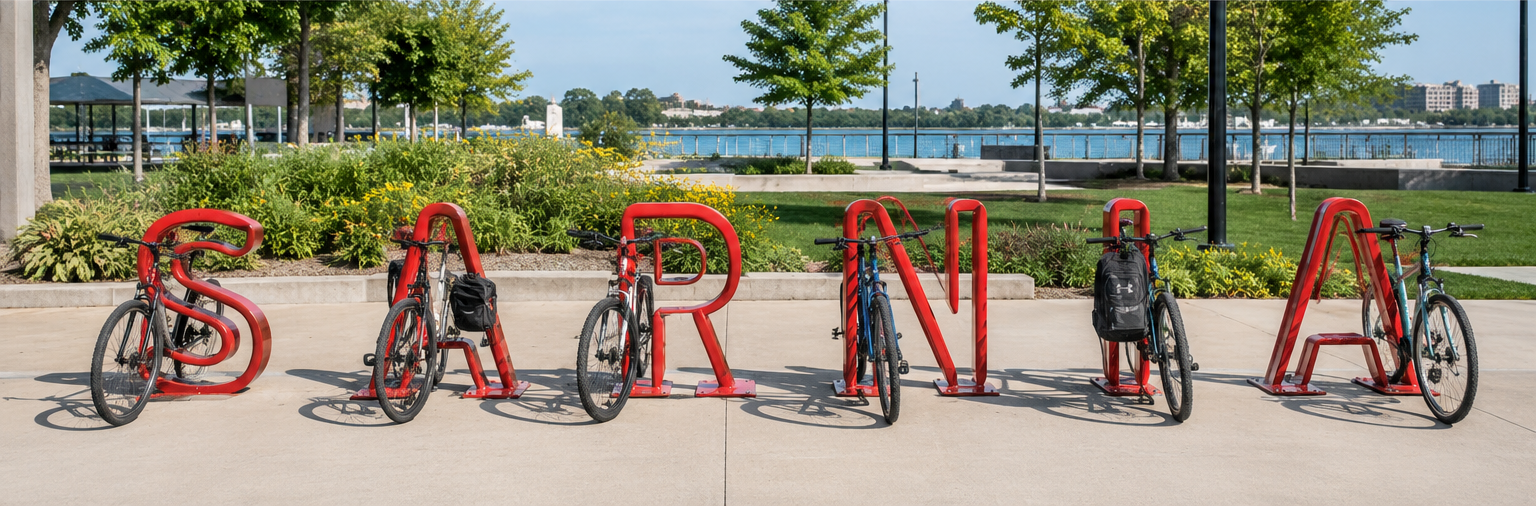 SARNIA bike racks at waterfront with bikes