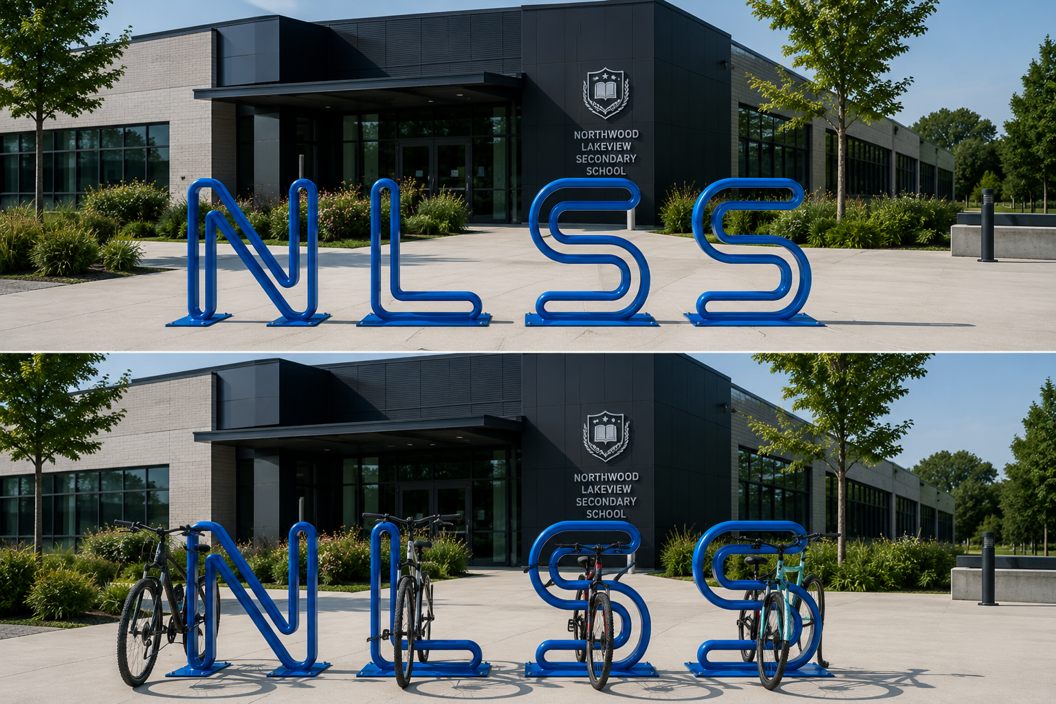 School letter bike racks
